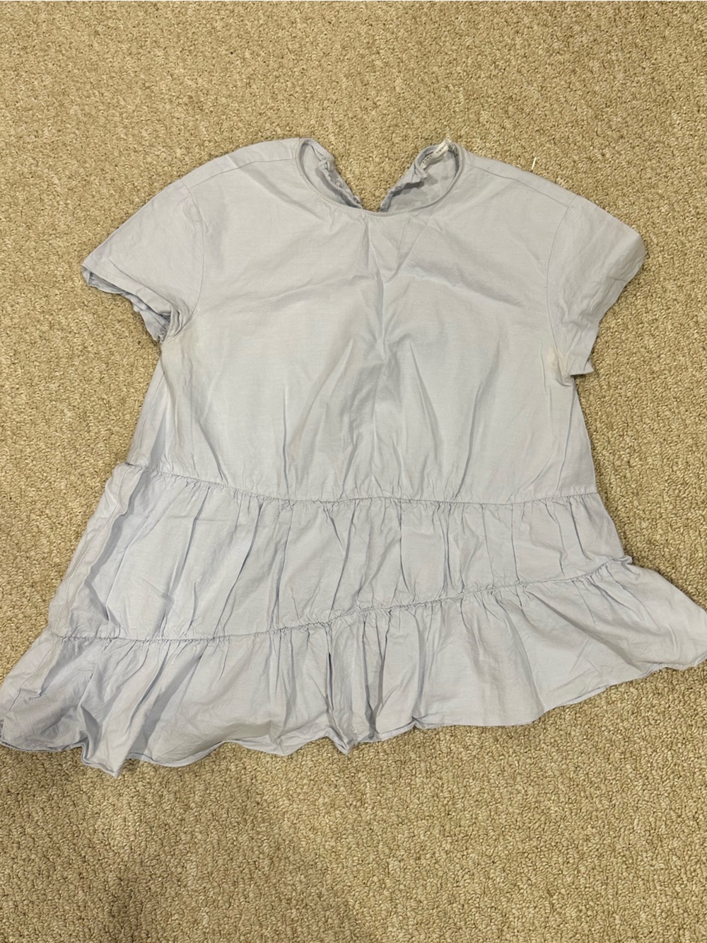 Zara Light Blue Ruffle-Tiered Women's Tunic Top